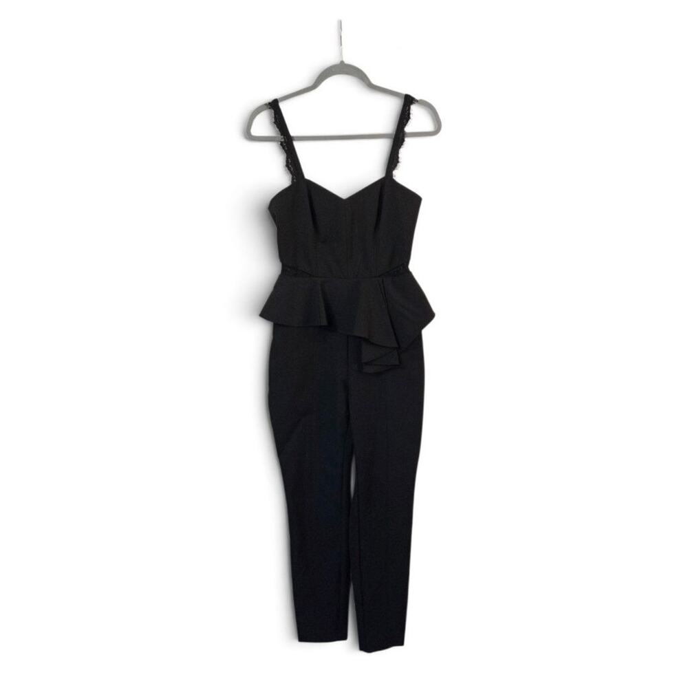 Parker Black Lace Peplum Jumpsuit Sweetheart Sleeveless Cocktail Party Size 0